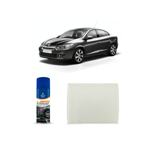 Kit Filtro De Cabine Acp555 Tecfil + Limpa Ar Condicionado Tecbril Renault Fluence 2.0 16v 2011 A 2015