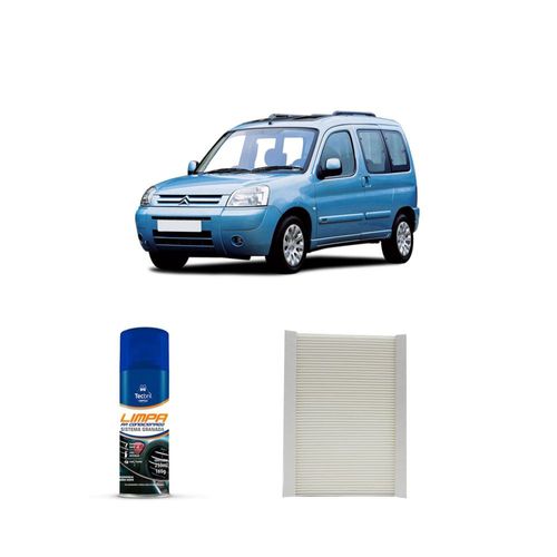 Kit filtro de cabine acp903 tecfil + limpa ar condicionado tecbril citroen berlingo 1.6i 16v 2000 a 2007