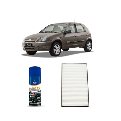 Kit Filtro De Cabine Acp121 Tecfil + Limpa Ar Condicionado Tecbril General Motors Celta 1.0 8v 60cv 2000 A 2006