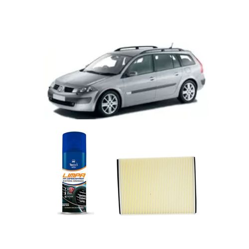 Kit Filtro De Cabine Acp551 Tecfil + Limpa Ar Condicionado Tecbril Renault Megane Grand Tour 1.6 16v Hi Flex 2005 Em Diante