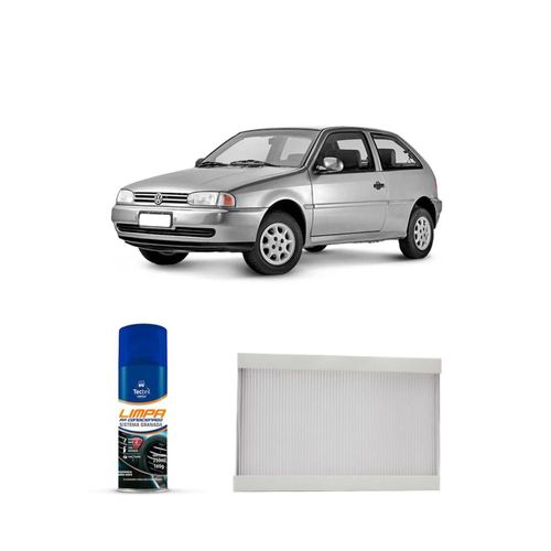 Kit filtro de cabine acp305 + limpa ar condicionado volkswagen gol g2 1.0 8v 65cv 1999 a 2006