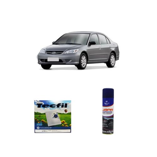 Kit Filtro De Cabine Acp703/9 Tecfil + Limpa Ar Condicionado Tecbril Honda Civic 1.7 16v 2005