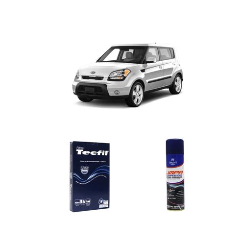 Kit Filtro De Cabine Acp802 Tecfil + Limpa Ar Condicionado Tecbril Kia Motors Soul 1.6 16v 2013 Em Diante