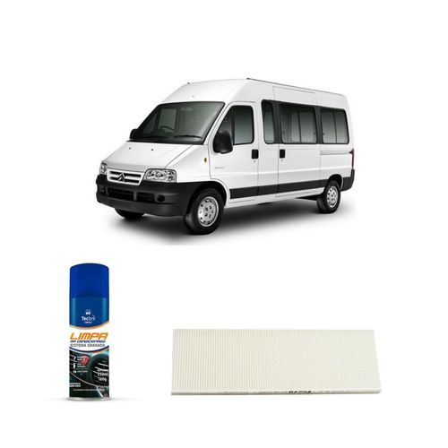 Kit filtro de cabine acp105 Tecfil + limpa ar condicionado Tecbril para citroen jumper 2.8 2005 em diante