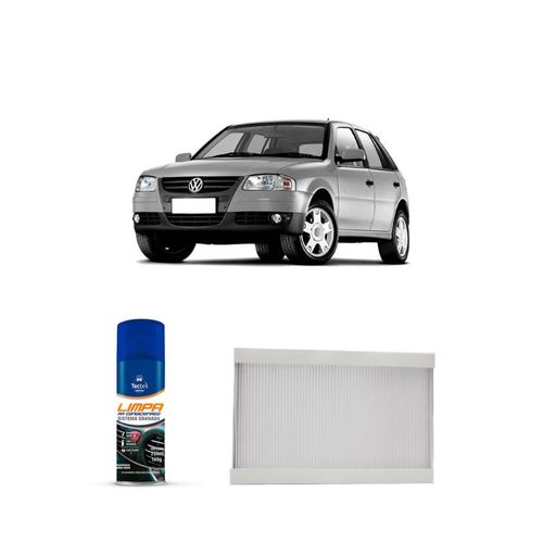 Kit filtro de cabine acp305 + limpa ar condicionado volkswagen gol g3 1.0 16v 76cv 1999 a 2006