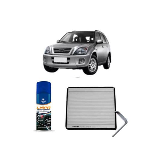 Kit Filtro De Cabine Acp812 Tecfil + Limpa Ar Condicionado Tecbril Chery Tiggo 2.0 L Acteco 2010 A 2015