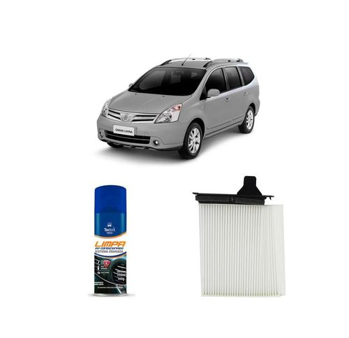 Kit Filtro De Cabine Acp728 Tecfil + Limpa Ar Condicionado Tecbril Nissan Livina 1.8 16v 2009 A 2015