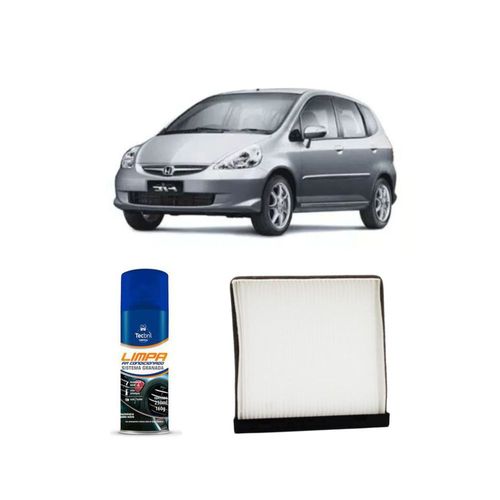 Kit Filtro De Cabine Acp704 Tecfil + Limpa Ar Condicionado Tecbril Honda Fit 1.4 8v 2003 A 2005