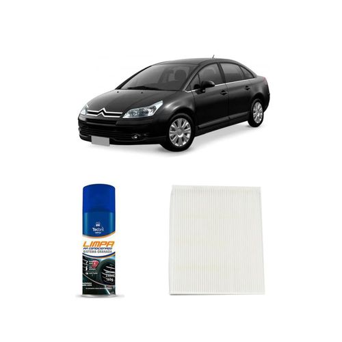 Kit Filtro De Cabine Acp809 Tecfil + Limpa Ar Condicionado Tecbril Citroen C4 2.0 16v 2008 A 2013