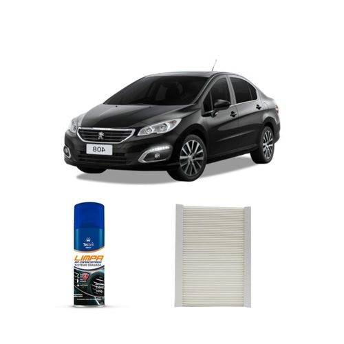 Kit filtro de cabine acp903 tecfil + limpa ar condicionado tecbril peugeot 408 2.0 16v 2011 a 2015