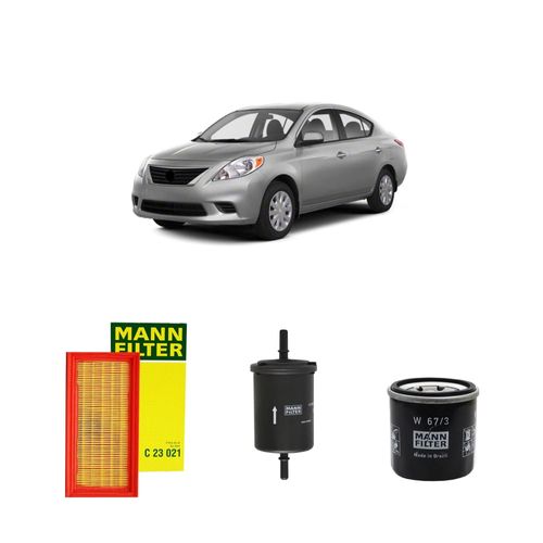Kit filtros, ar do motor, combustível e óleo lubrificante MANN - Versa 1.6 16v Flex 2012