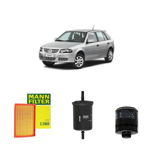Kit filtros, ar do motor, combustível e óleo lubrificante MANN - Gol G4 1.0 8v Total Flex 2015