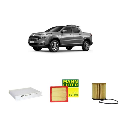 Kit filtros, ar do motor, Ar-condicionado e óleo lubrificante MANN - FIAT TORO 1.8 Flex 2019