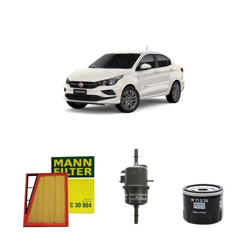 Kit filtros, ar do motor, combustível e óleo lubrificante MANN - Fiat Cronos 1.3 8v Firefly 1.3 8v 2020