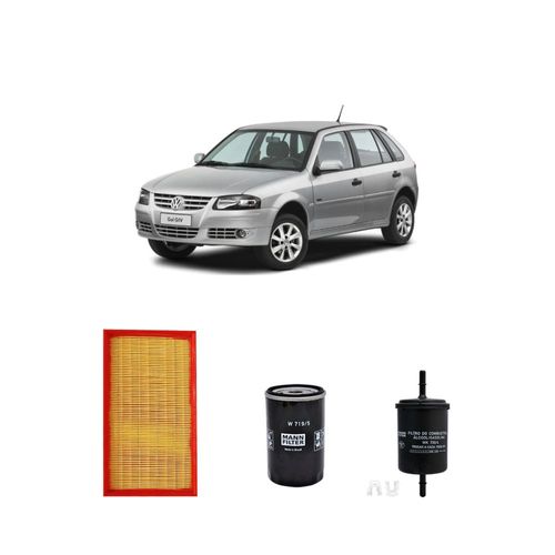 Kit filtros, ar do motor, combustível e óleo lubrificante MANN - Gol 1.6 8V AP Flex G4 AP 1600 2008