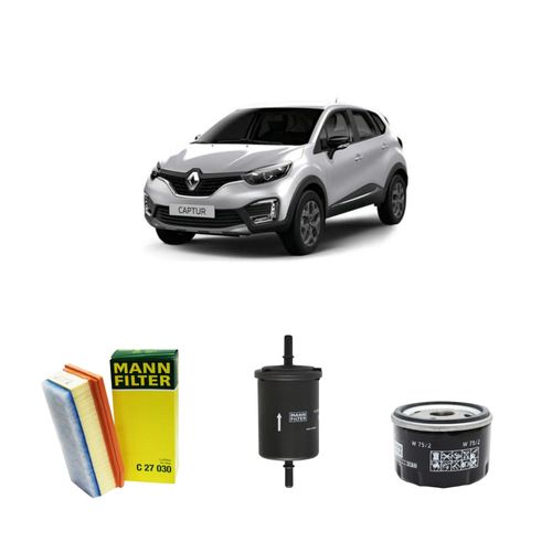 Kit filtros, ar do motor, combustível e óleo lubrificante MANN - Captur 2.0 Flex Intense (automático) 2019