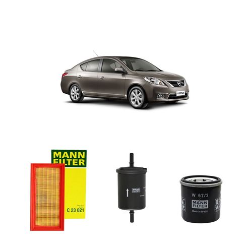 Kit filtros, ar do motor, combustível e óleo lubrificante MANN - Versa 1.6 16v Flex 2017