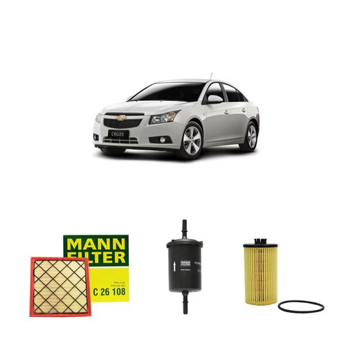 Kit filtros, ar do motor, combustível e óleo lubrificante MANN - CRUZE 1.8 16V Flex (Ecotec 6) 2021