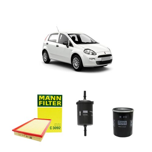 Kit filtros, ar do motor, combustível e óleo lubrificante MANN - Punto 1.4 8v Flex fire (ELX) 2008