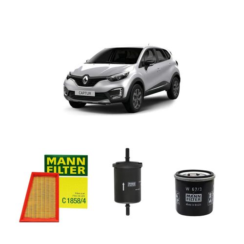 Kit filtros, ar do motor, combustível e óleo lubrificante MANN - Captur 1.6 Flex Zen / Intense / X-tronic 2021