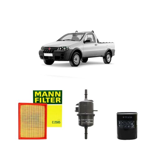 Kit filtros, ar do motor, combustível e óleo lubrificante MANN - Strada 1.5 8v Gasolina/Álcool Working 2002