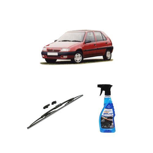 KIT LIMPA VIDROS SPRAY TECBRILHO 500ML PARA-BRISA TECBRIL + PALHETA UNIVERSAL FORTLINE 20'' REDUX32 SAXO DE 1996 A 2000