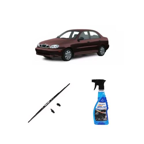 KIT LIMPA VIDROS SPRAY TECBRILHO 500ML PARA-BRISA TECBRIL + PALHETA UNIVERSAL FORTLINE 19'' REDUX32 LANOS DE 1994 A 1997