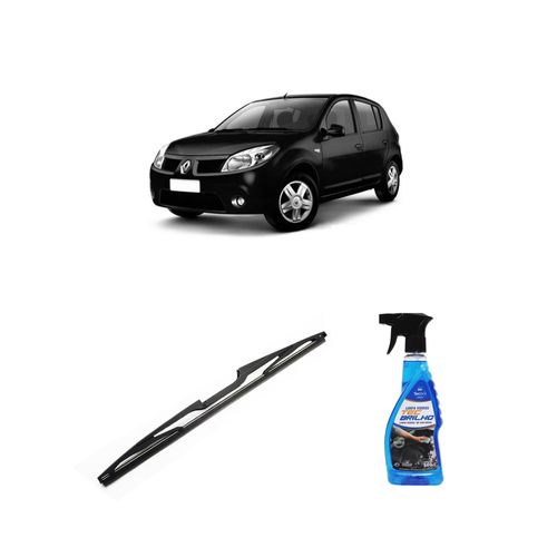 Kit Limpa Vidros Spray Tecbrilho 500mL Para-Brisa Tecbril + Palheta Totalclip Hybrid Traseira 15" Redux32 Renault Sandero de 2008 a 2014