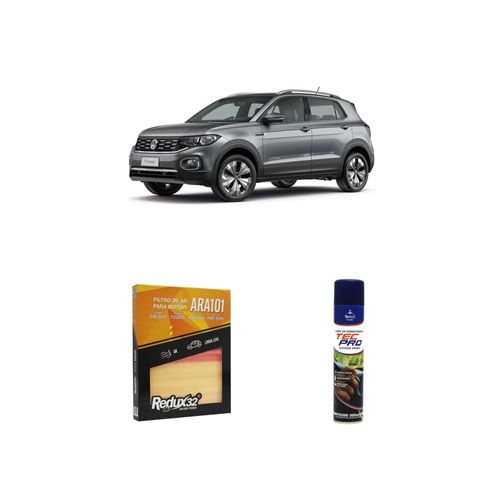 KIT FILTRO DE AR ARA101 + LIMPA AR CONDICIONADO T-CROSS 1.0 12V TURBO FLEX DE 2019 A 2021