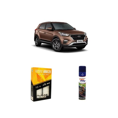 KIT FILTRO DE AR ARA128 + LIMPA AR CONDICIONADO CRETA 1.6 FLEX (ATTITUDE / PULSE) MANUAL / AUTOMÁTICO DE 2017 A 2021