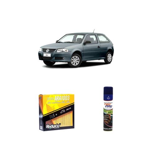 KIT FILTRO DE AR ARA1003 + LIMPA AR CONDICIONADO GOL 1.6 8V FLEX G5 / G6 TOTAL FLEX DE 7/2008 A 7/2012