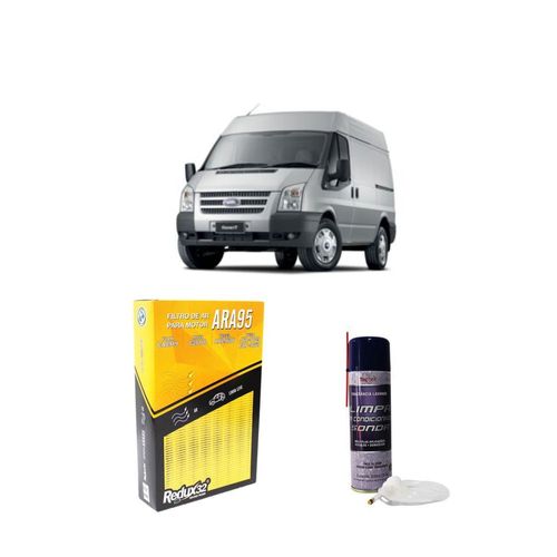 KIT FILTRO DE AR ARA95 + LIMPA AR CONDICIONADO TRANSIT 2.2 TDCI DIESEL (CHASSI / VAN / FURGÃO) - MECÂNICO DE 2012 A 2021
