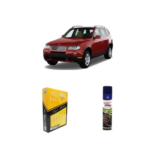 KIT FILTRO DE CABINE ARA43 + LIMPA AR CONDICIONADO X3 (E83) 2.5 24V GASOLINA 6 E 4 CIL DE 2007 A 2021