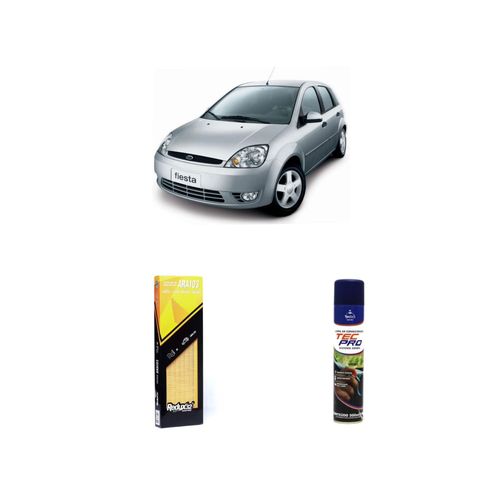 KIT FILTRO DE AR ARA103 + LIMPA AR CONDICIONADO FIESTA 1.6 8V GASOLINA STREET ZETEC ROCAM DE 2001 A 2005