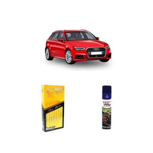 KIT FILTRO DE AR ARA70 + LIMPA AR CONDICIONADO A3 1.8 20V GASOLINA DE 2006 A 2007