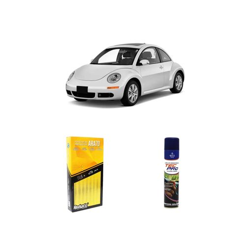 KIT FILTRO DE AR ARA70 + LIMPA AR CONDICIONADO NEW BEETLE 2.0 8V GASOLINA 2P DE 1999 A 2007