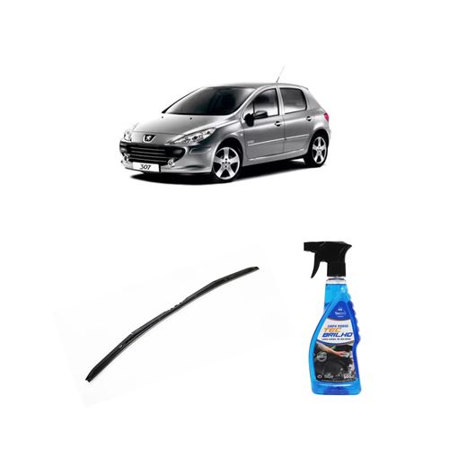 Kit Limpa Vidros Spray Tecbrilho 500mL Para-Brisa Tecbril + Palheta Totalclip Hybrid 28" Redux32 Peugeot 307 de 2006 a 2012