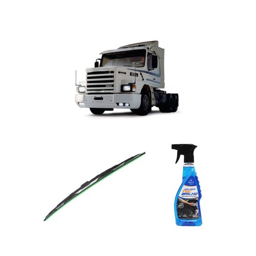 Kit Limpa Vidros Spray Tecbrilho 500mL Para-Brisa Tecbril + Palheta Totalclip Truck 24" Redux32 Scania 112 de 1982 a 1991