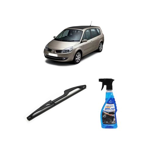 Kit Limpa Vidros Spray Tecbrilho 500mL Para-Brisa Tecbril + Palheta Totalclip Hybrid Traseira 11" Redux32 Renault SCENIC GRAND de 2008 a 2009