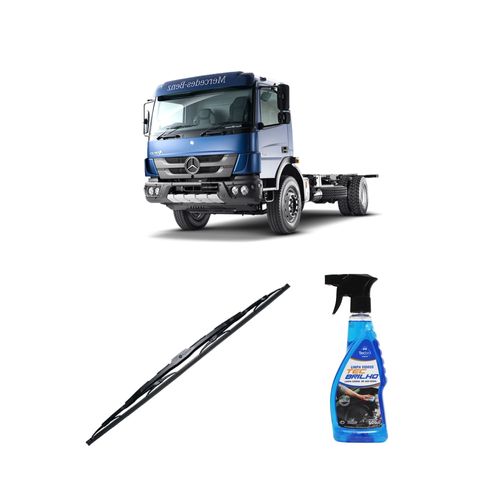 Kit Limpa Vidros Spray Tecbrilho 500mL Para-Brisa Tecbril + Palheta Totalclip Truck New 26" Redux32 ATEGO 1719 de 2008 em diante