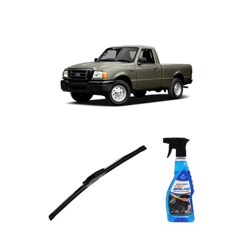 Kit Limpa Vidros Spray Tecbrilho 500mL Para-Brisa Tecbril + Palheta New Sportline 18" Redux32 Ford Ranger de 1993 a 2011