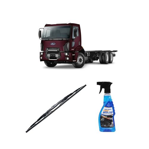 Kit Limpa Vidros Spray Tecbrilho 500mL Para-Brisa Tecbril + Palheta Totalclip Truck New 26" Redux32 Ford CARGO (MODELO NOVO) de 2011 em diante