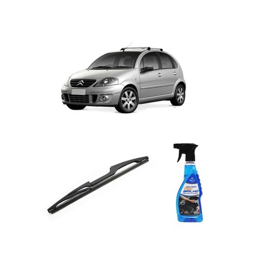 Kit Limpa Vidros Spray Tecbrilho 500mL Para-Brisa Tecbril + Palheta Totalclip Hybrid Traseira 12" Redux32 Citroen C3 Novo de 2012 em diante