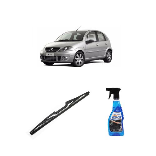 Kit Limpa Vidros Spray Tecbrilho 500mL Para-Brisa Tecbril + Palheta Totalclip Hybrid Traseira 14" Redux32 Citroen C3 de 2005 a 2011