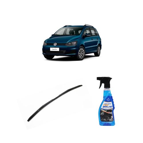 Kit Limpa Vidros Spray Tecbrilho 500mL Para-Brisa Tecbril + Palheta Totalclip Hybrid Traseira 10" Redux32 Volkswagen Spacefox de 2013 em diante