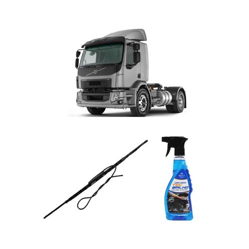 Kit Limpa Vidros Spray Tecbrilho 500mL Para-Brisa Tecbril + Palheta Totalclip Truck Com Esguicho RT24E Redux32 Volvo VM270 de 2003 em diante