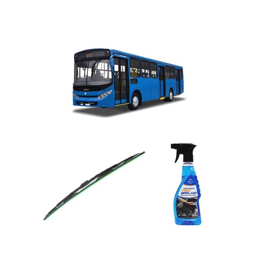 Kit Limpa Vidros Spray Tecbrilho 500mL Para-Brisa Tecbril + Palheta Totalclip Truck 24" Redux32 Caio Induscar Padron Volvo SE de 1983 em diante