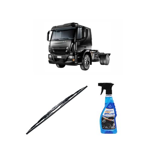 Kit Limpa Vidros Spray Tecbrilho 500mL Para-Brisa Tecbril + Palheta Totalclip Truck New 26" Redux32 Iveco Tech de 1998 em diante