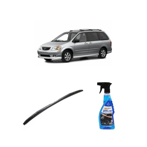 Kit Limpa Vidros Spray Tecbrilho 500mL Para-Brisa Tecbril + Palheta Totalclip Hybrid 24" Redux32 Mazda MPV II de 2000 a 2006