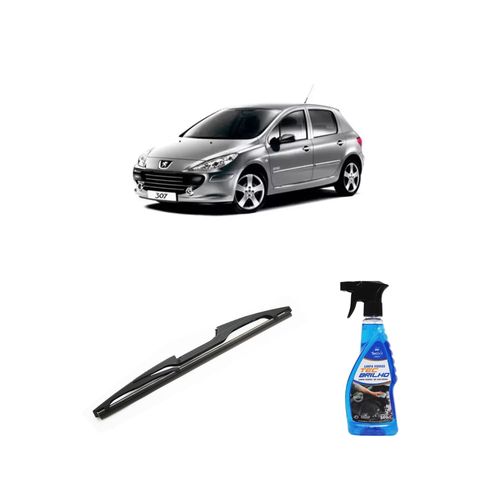 Kit Limpa Vidros Spray Tecbrilho 500mL Para-Brisa Tecbril + Palheta Totalclip Hybrid Traseira 12" Redux32 Peugeot 307 de 2006 a 2012